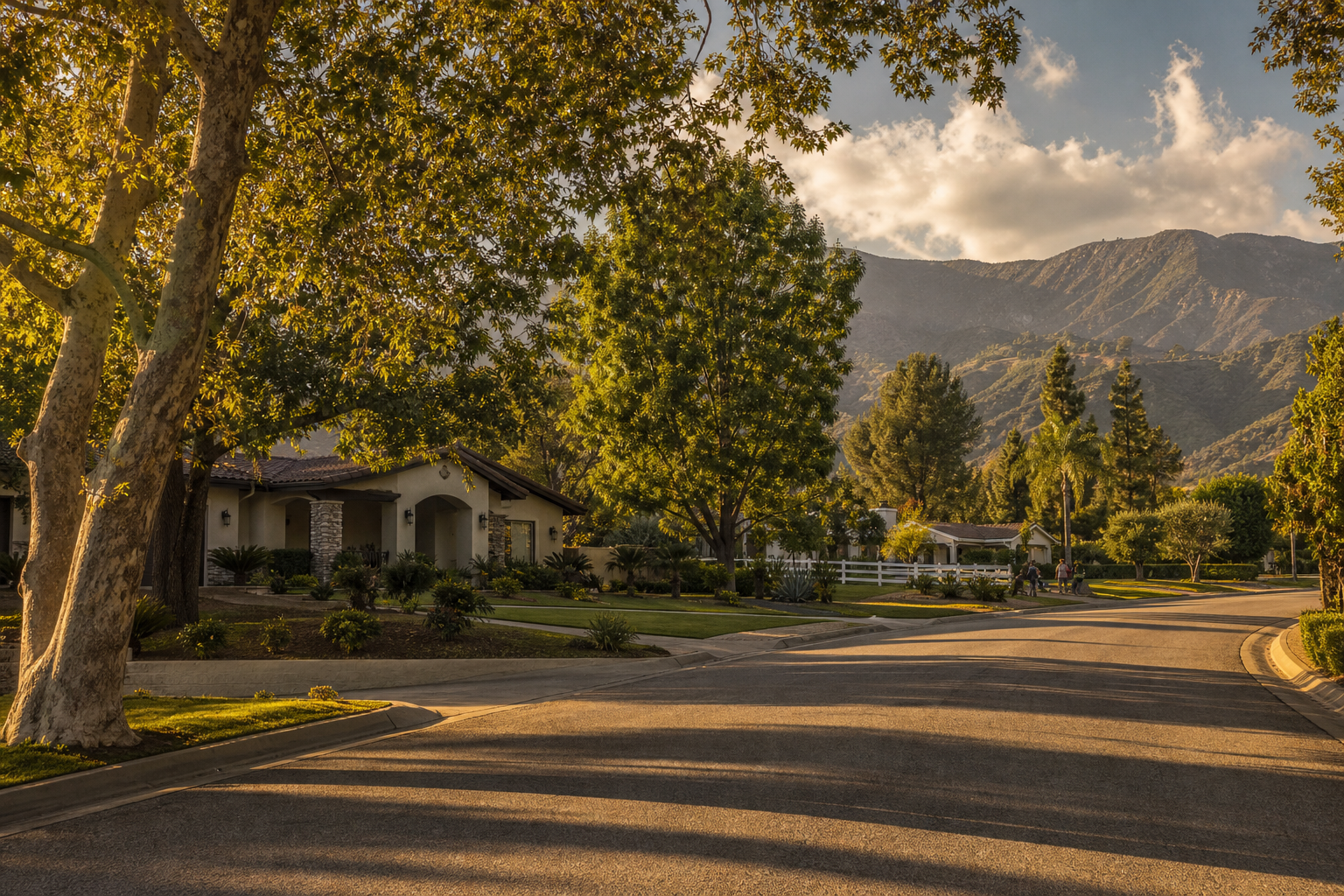 Luxury home with mature trees and mountain views in the Rancho Cucamonga foothills