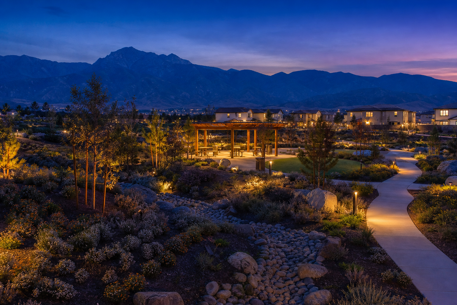 Rancho Cucamonga home for sale with San Gabriel foothills in the background on a fall afternoon