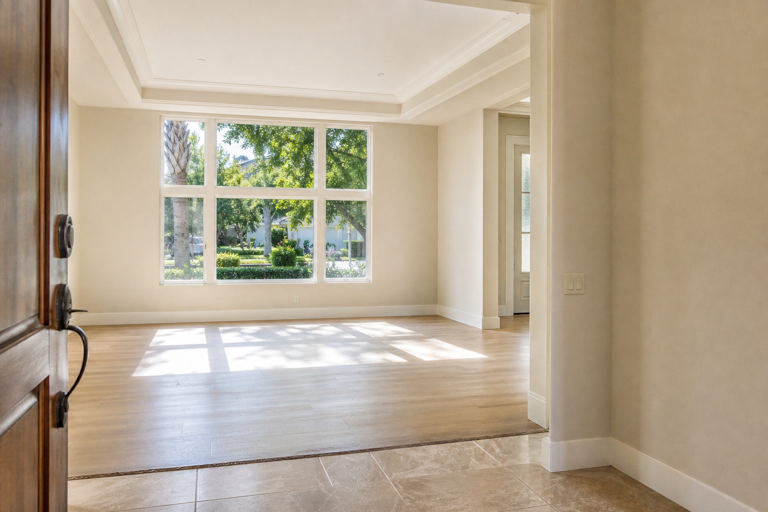 Interior foyer with natural morning light showing open floor plan typical of Rancho Cucamonga suburban residential properties.